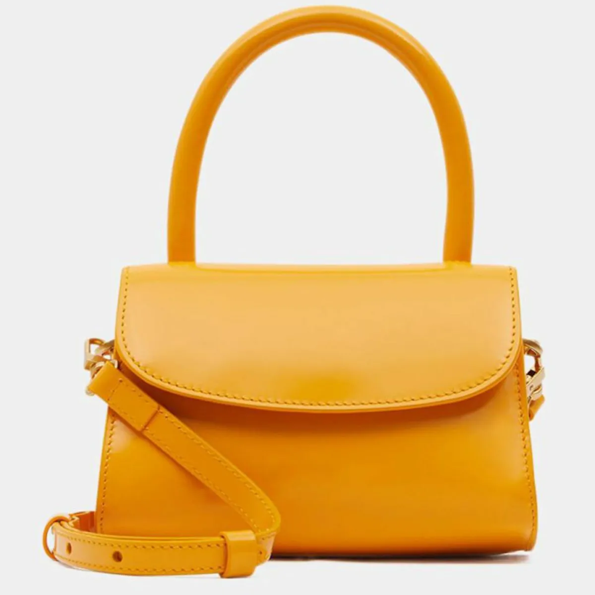 By Far Sacs|Sac à main mini en Cuir Semi Patent Léa orange - 10,5x16,5x7 cm