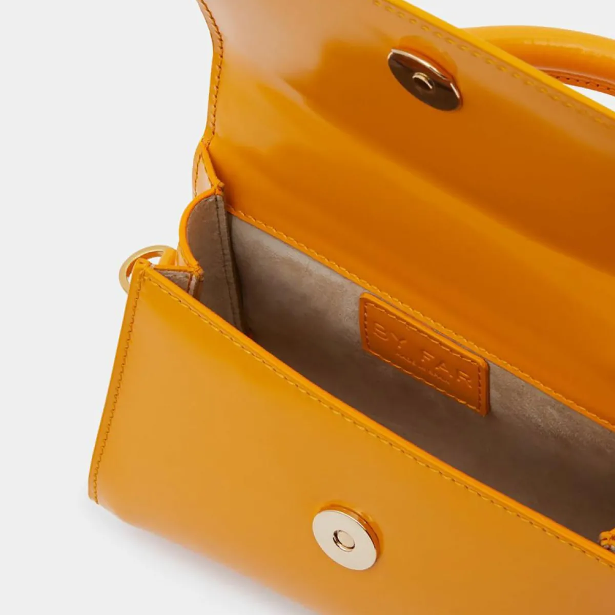 By Far Sacs|Sac à main mini en Cuir Semi Patent Léa orange - 10,5x16,5x7 cm