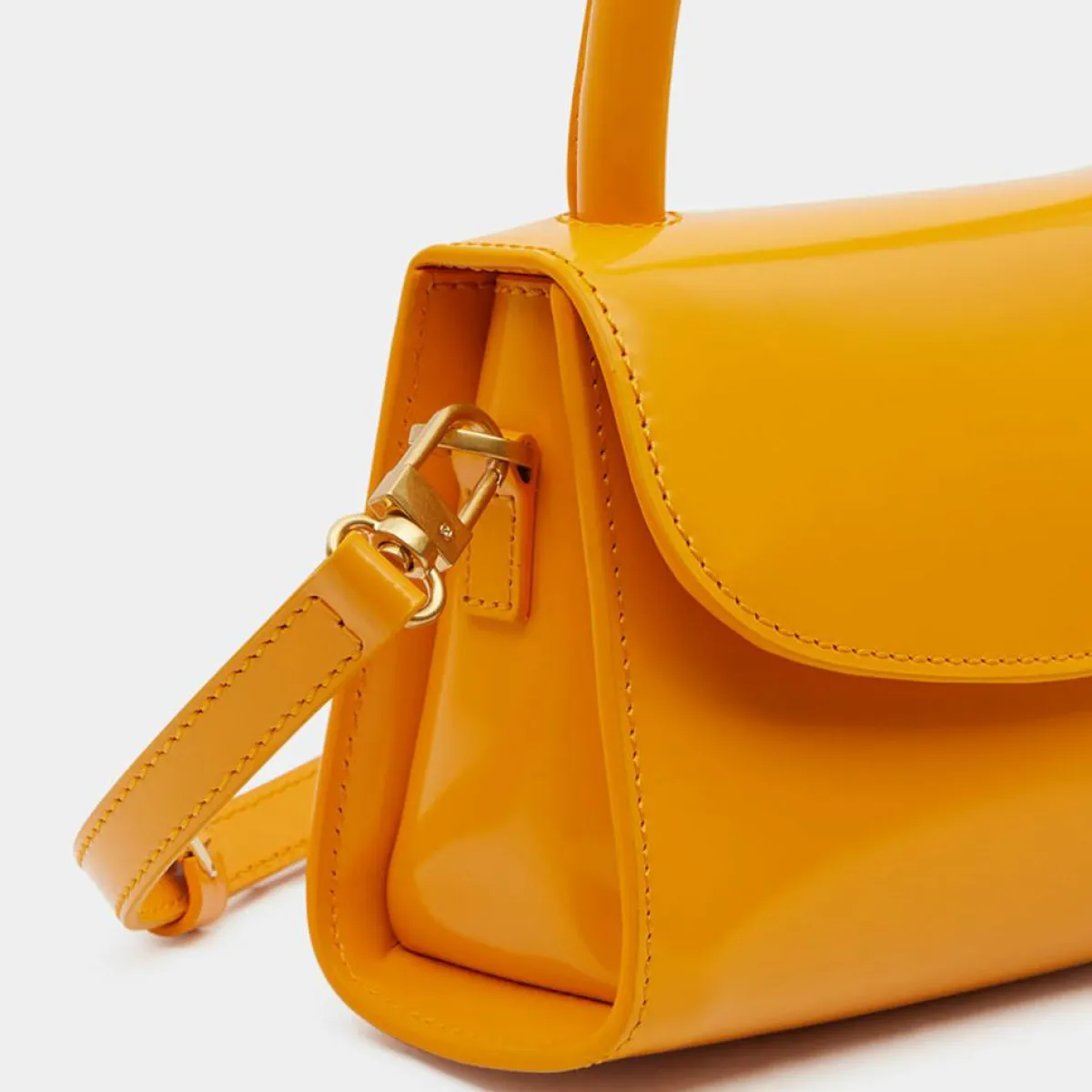 By Far Sacs|Sac à main mini en Cuir Semi Patent Léa orange - 10,5x16,5x7 cm