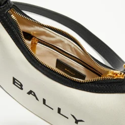 Bally Sacs|Sac bandoulière en Coton Bio & Cuir naturel/noir - 22.5x12x6 cm