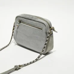 Mila Louise Sacs|Sac bandoulière en Cuir Orelia Cross vert menthe - 23x17.5x7 cm