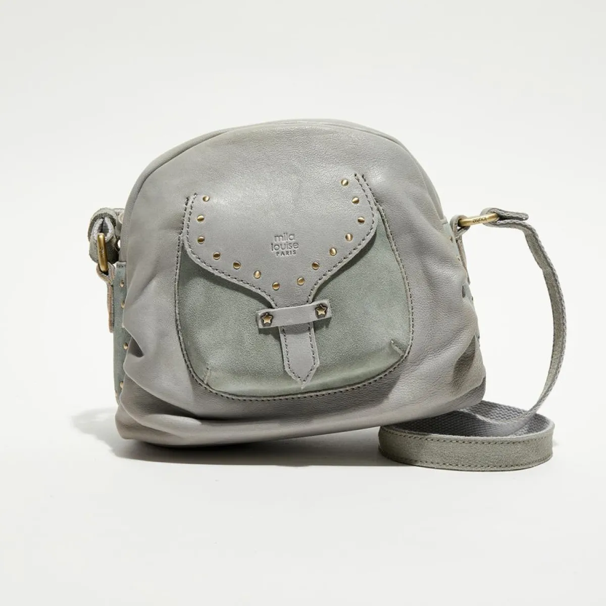 Mila Louise Sacs|Sac bandoulière en Cuir Pala vert menthe - 25x21x14 cm