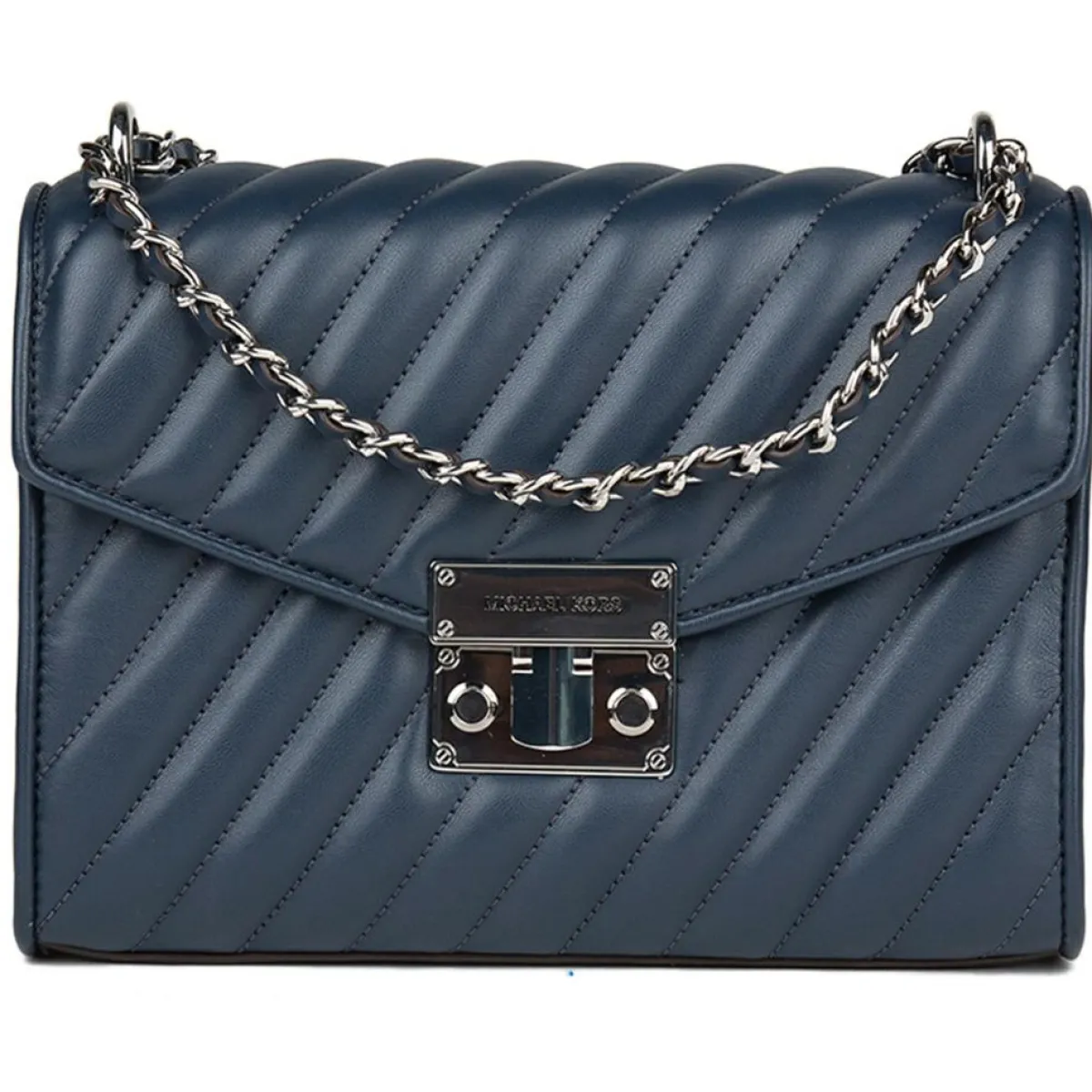 Michael Kors Sacs|Sac bandoulière en Cuir Rose bleu marine - 23x18x5 cm