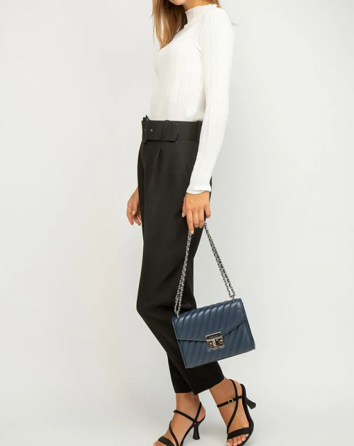 Michael Kors Sacs|Sac bandoulière en Cuir Rose bleu marine - 23x18x5 cm