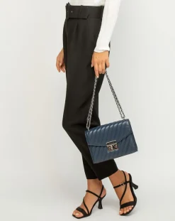 Michael Kors Sacs|Sac bandoulière en Cuir Rose bleu marine - 23x18x5 cm