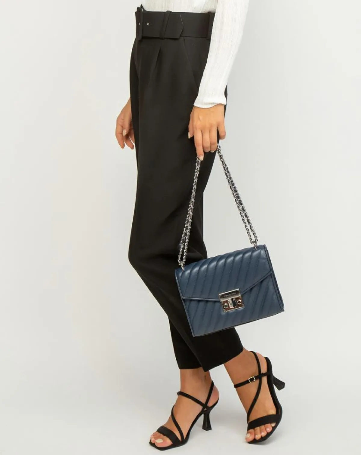 Michael Kors Sacs|Sac bandoulière en Cuir Rose bleu marine - 23x18x5 cm