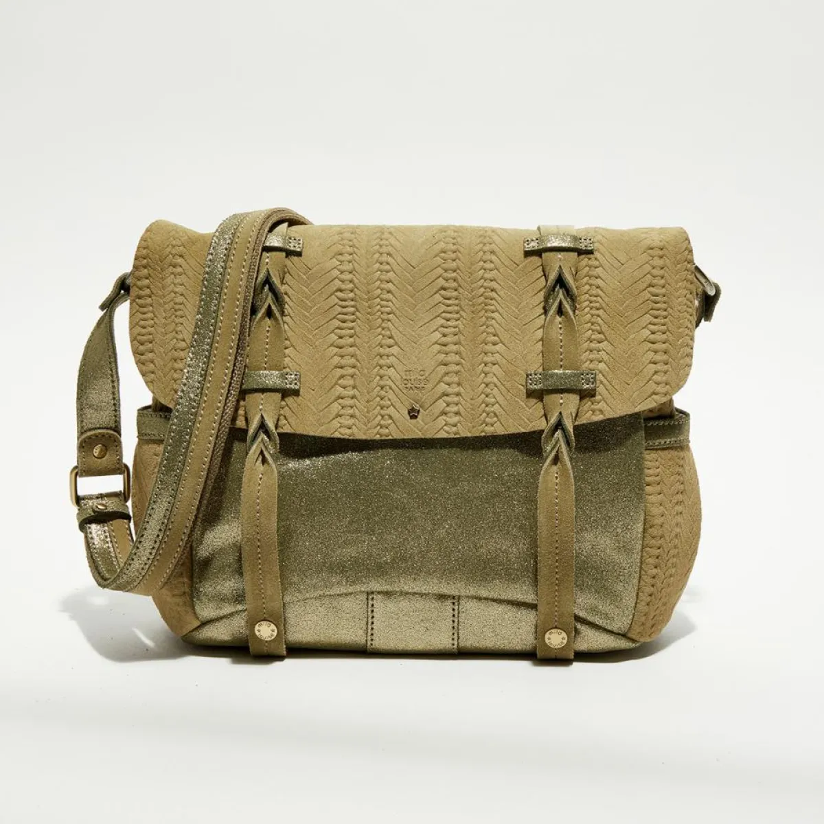 Mila Louise Sacs|Sac besace en Cuir Alou Dv vert kaki - 35x23x13 cm