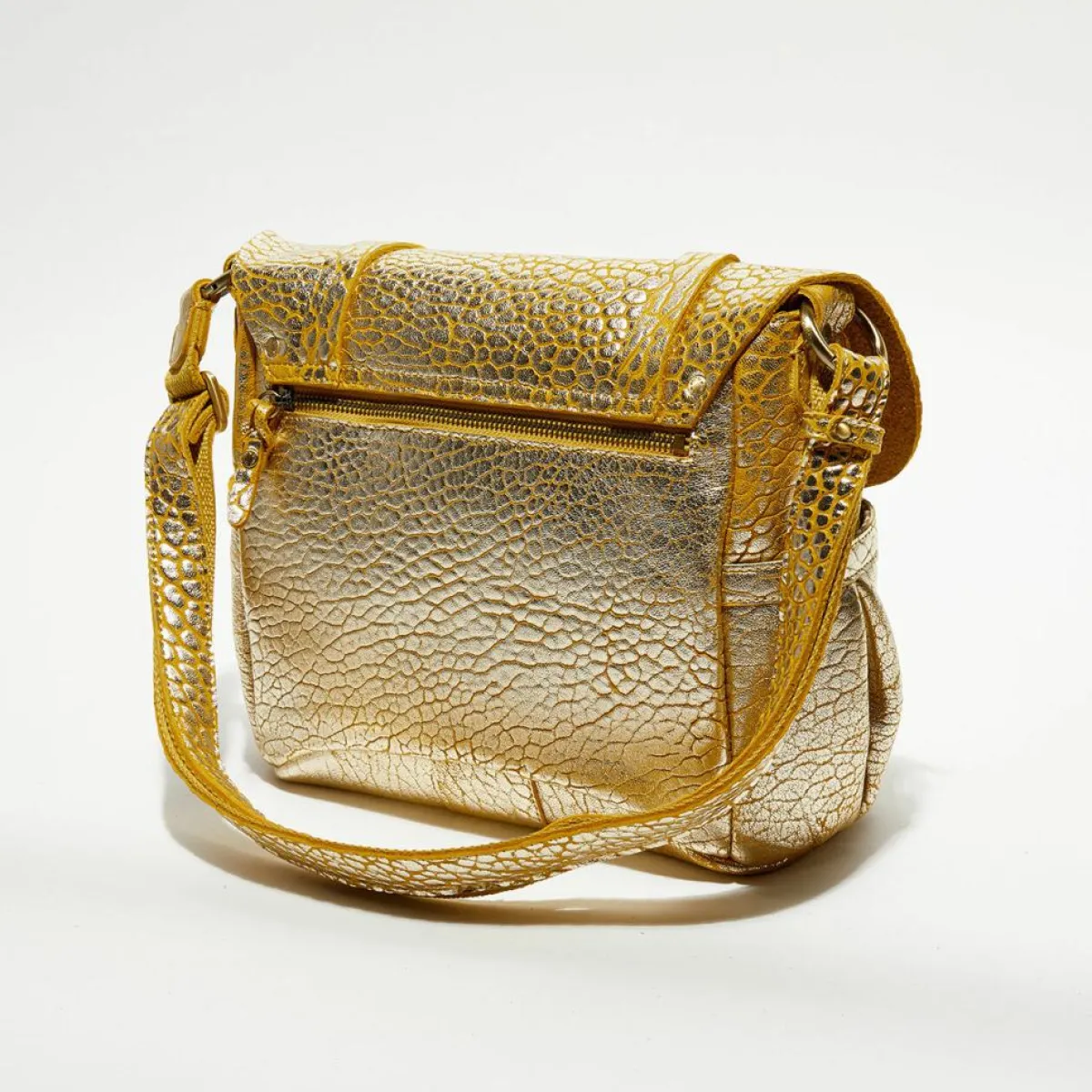 Mila Louise Sacs|Sac besace en Cuir Bernie J jaune - 35x23x13 cm