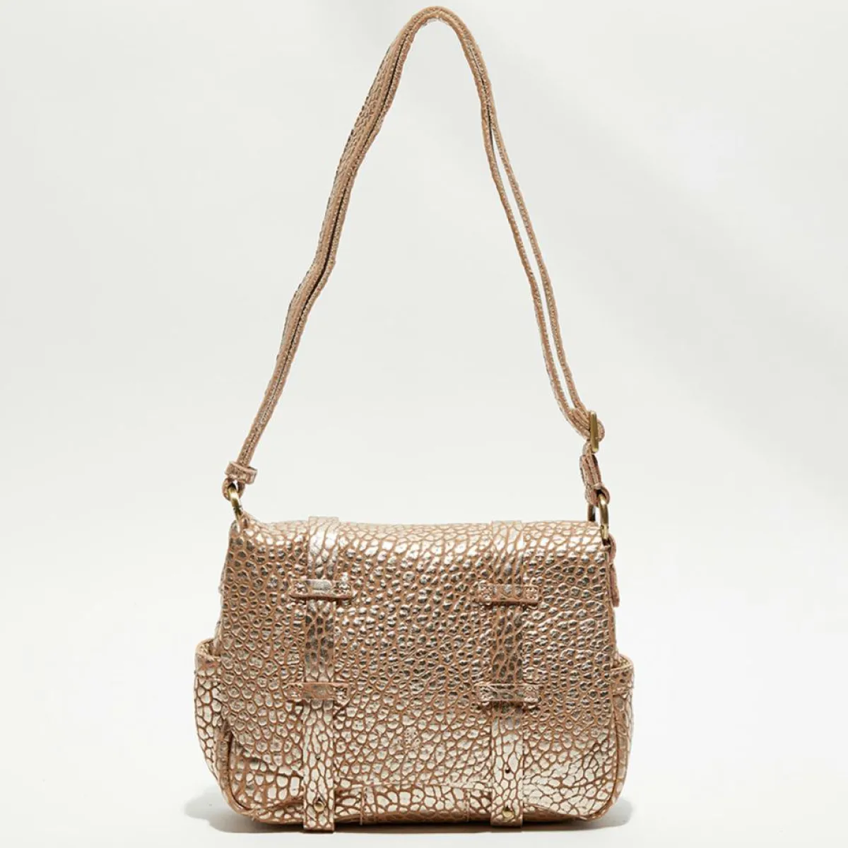 Mila Louise Sacs|Sac besace en Cuir Bess J rose - 25x20x7 cm