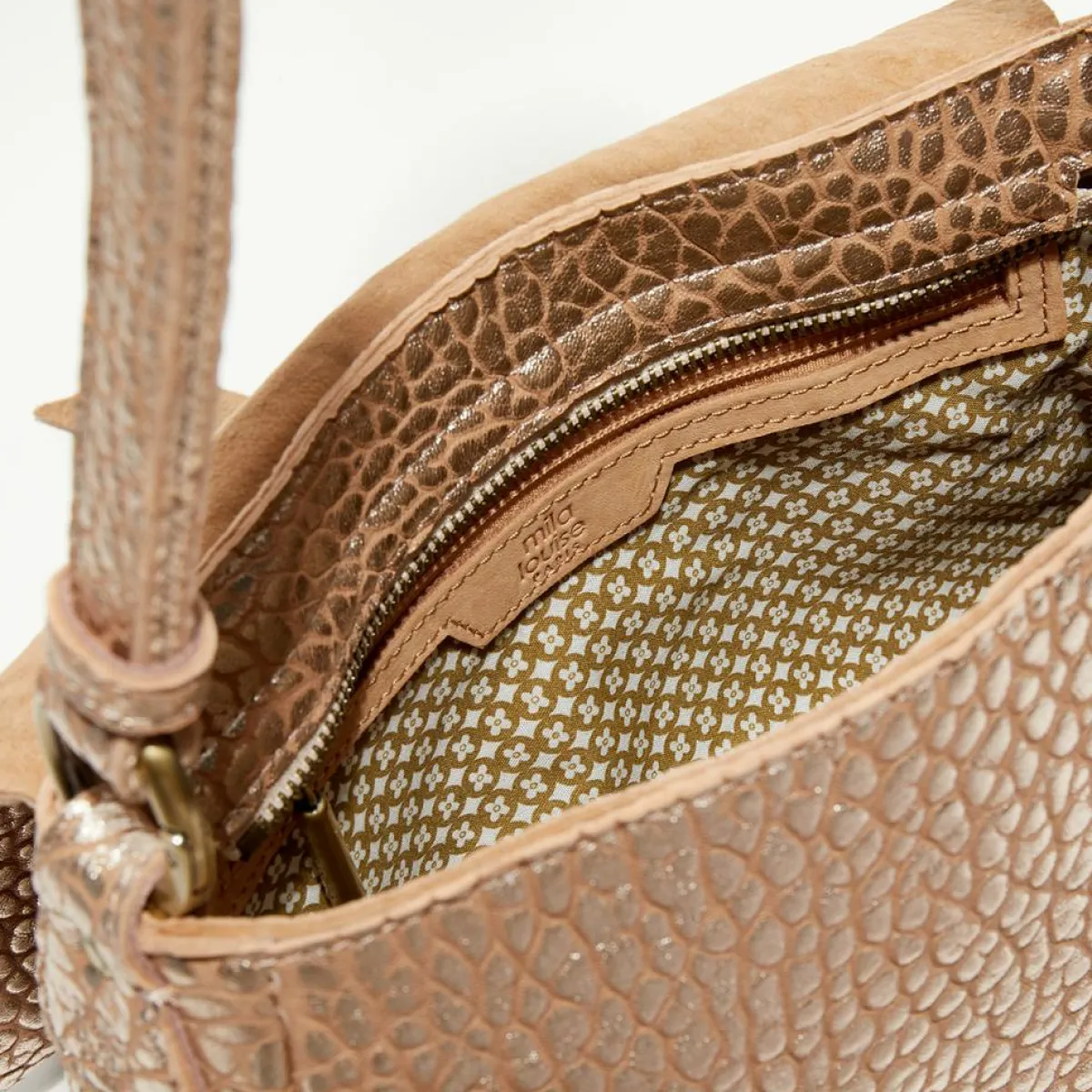 Mila Louise Sacs|Sac besace en Cuir Bess J rose - 25x20x7 cm