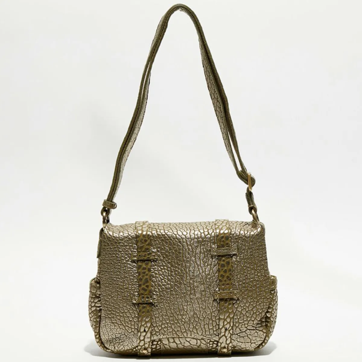 Mila Louise Sacs|Sac besace en Cuir Bess J vert kaki - 25x20x7 cm