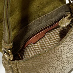 Mila Louise Sacs|Sac besace en Cuir Bess J vert kaki - 25x20x7 cm