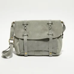 Mila Louise Sacs|Sac besace en Cuir Olou X vert menthe - 35x23x13 cm