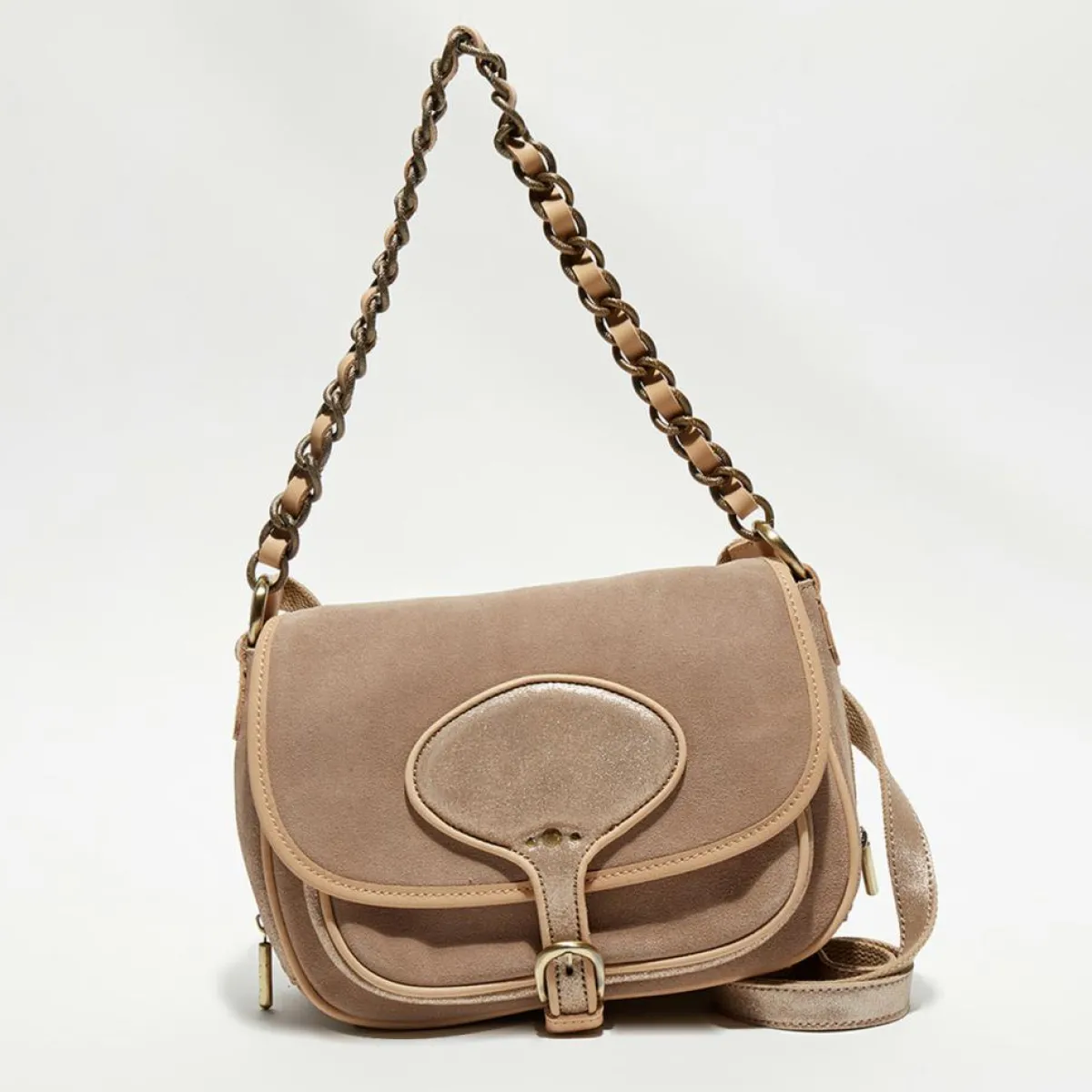 Mila Louise Sacs|Sac besace en Cuir Rocia V rose - 23x20x7 cm