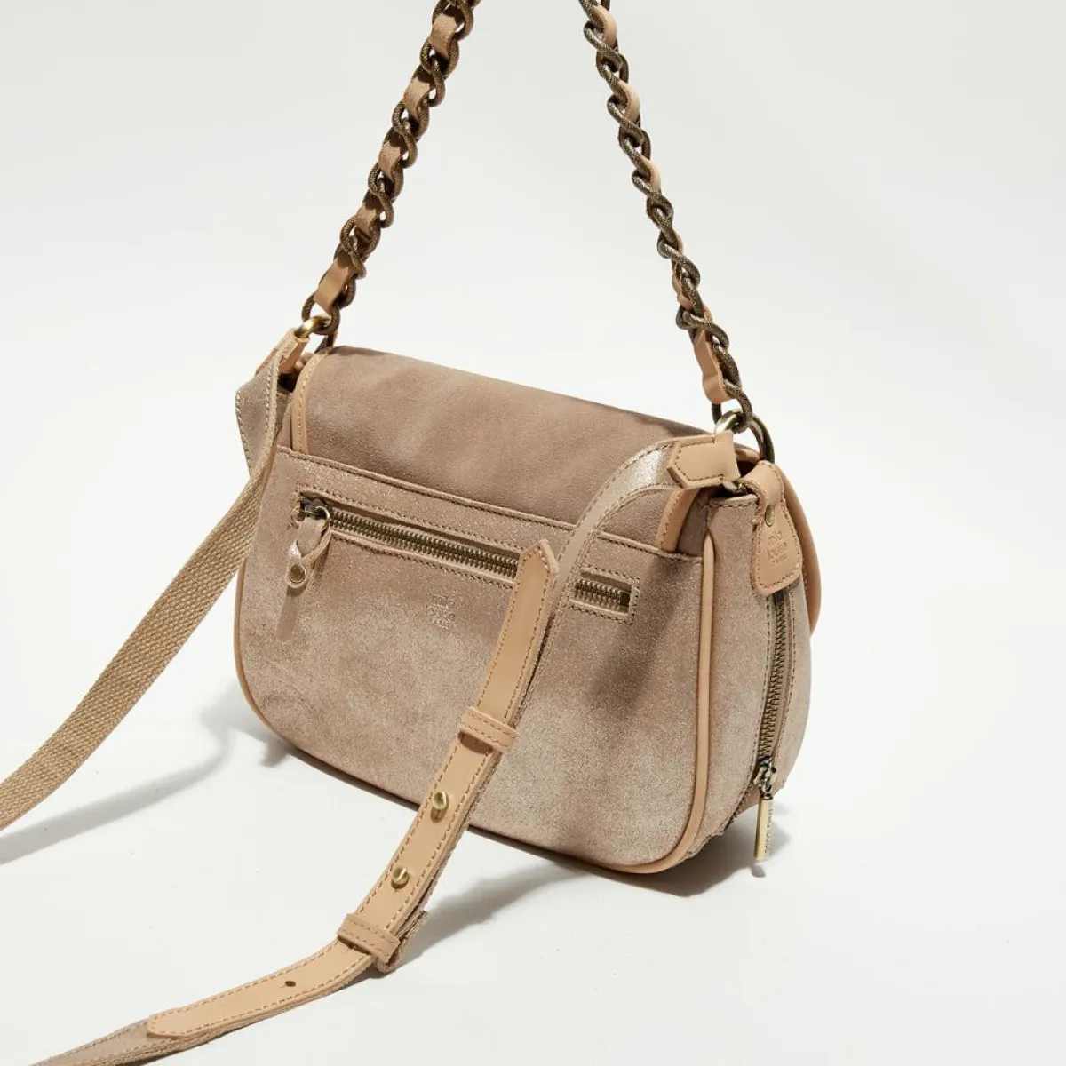 Mila Louise Sacs|Sac besace en Cuir Rocia V rose - 23x20x7 cm