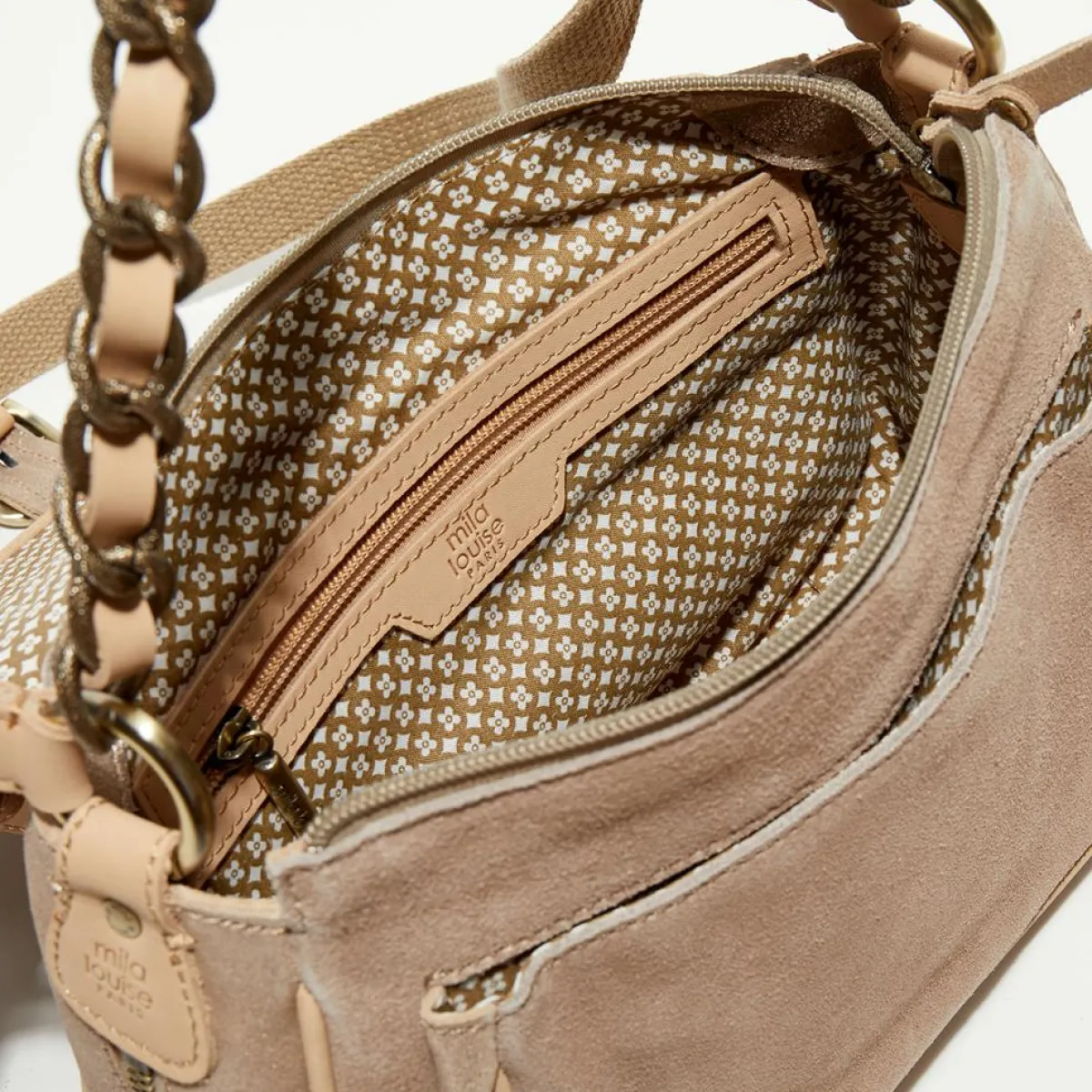 Mila Louise Sacs|Sac besace en Cuir Rocia V rose - 23x20x7 cm