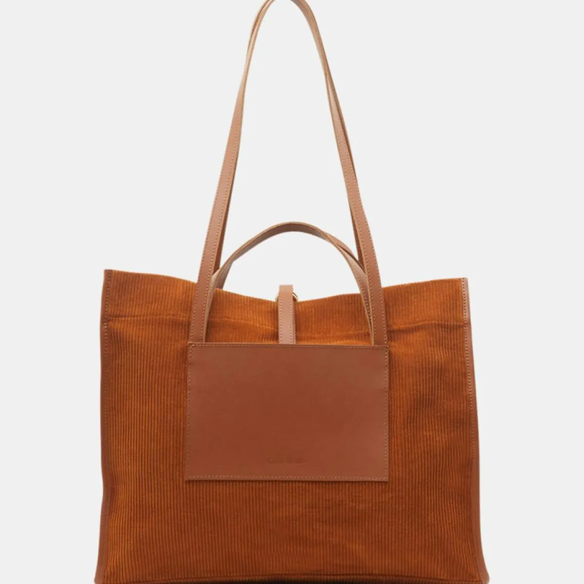 Craie Sacs|Sac cabas en Velours côtelé Dessin marron