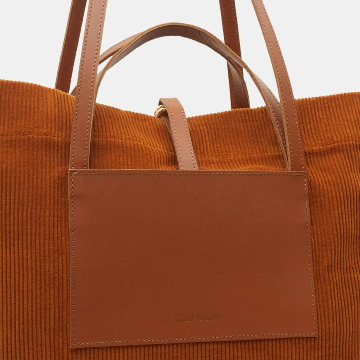 Craie Sacs|Sac cabas en Velours côtelé Dessin marron