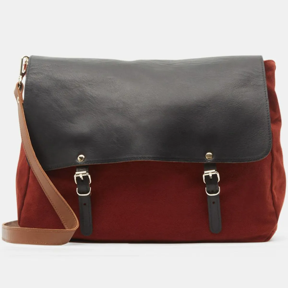 Craie Sacs|Sac cartable réversible en Velours côtelé Maxi Maths marron 24x35x9 cm