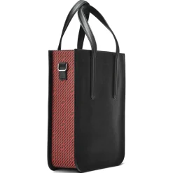 Maison Faret Sacs|Sac en Cuir & Toile enduite Dune rouge/noir - 35x28x8 cm