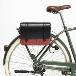 Maison Faret Sacs|Sac en Cuir & Toile enduite Moulleau rouge/noir - 22x30x9 cm