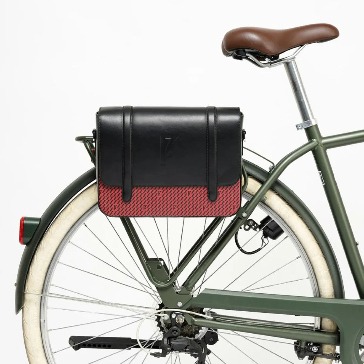 Maison Faret Sacs|Sac en Cuir & Toile enduite Moulleau rouge/noir - 22x30x9 cm