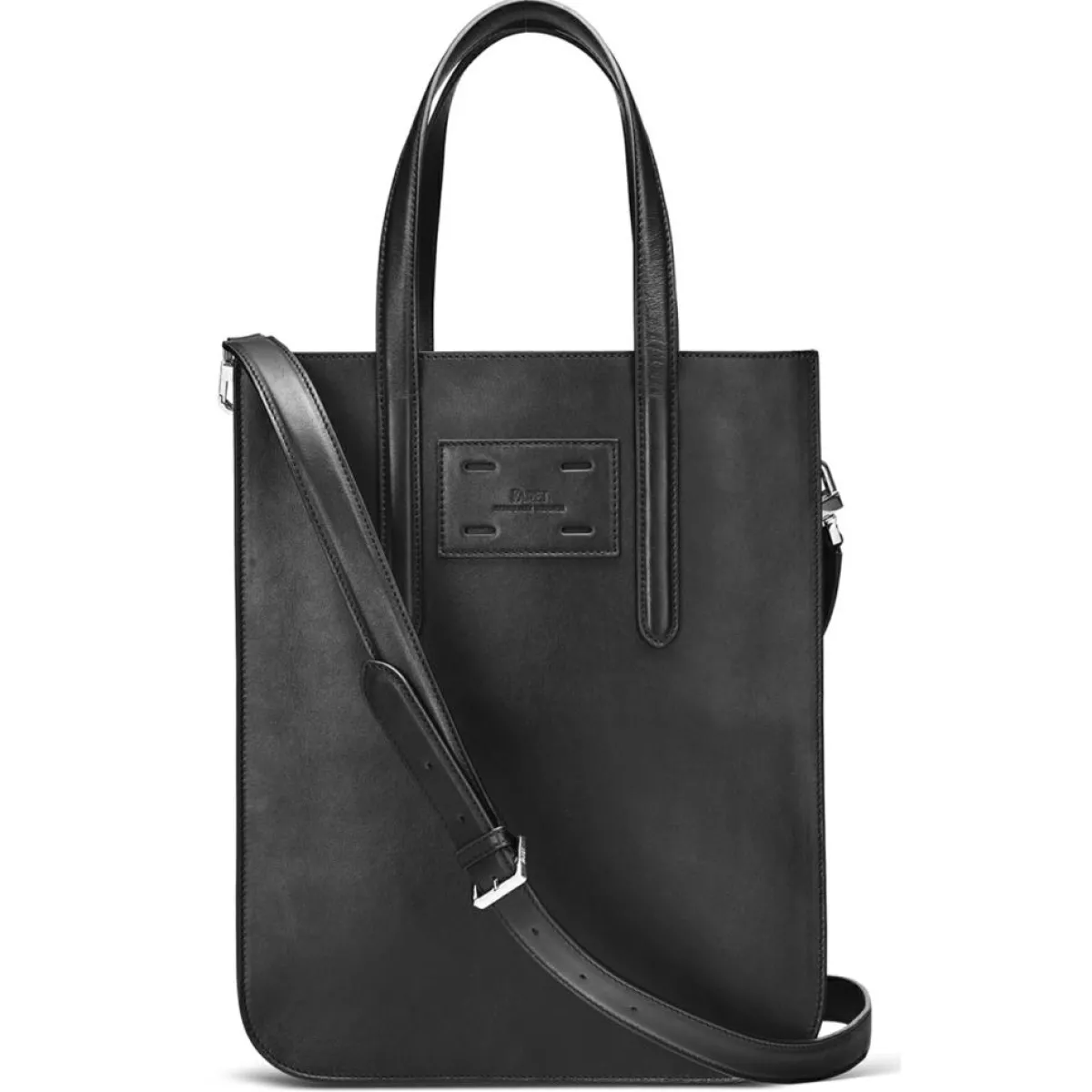 Maison Faret Sacs|Sac en Cuir & Toile enduite Dune noir/blanc - 35x28x8 cm