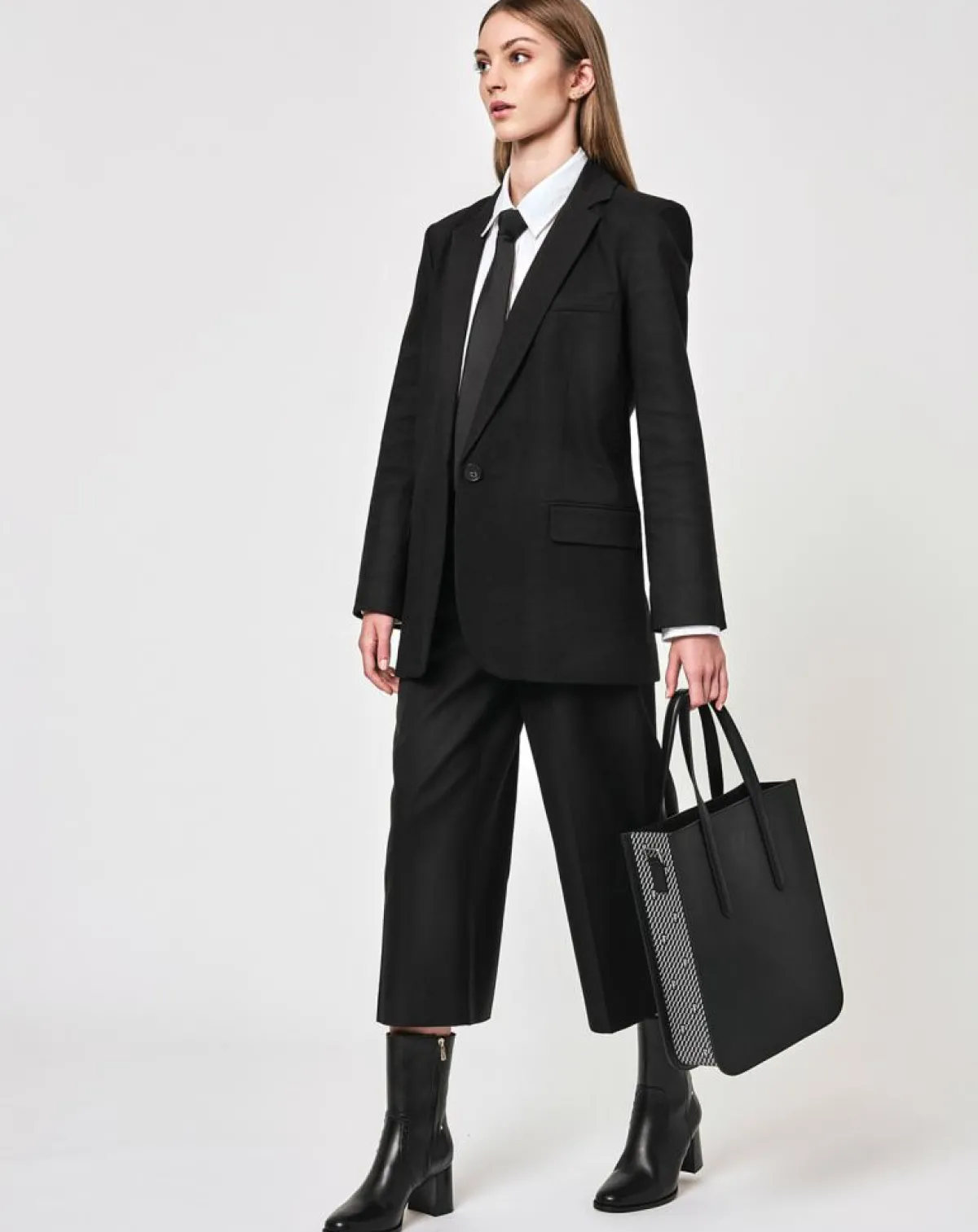 Maison Faret Sacs|Sac en Cuir & Toile enduite Dune noir/blanc - 35x28x8 cm