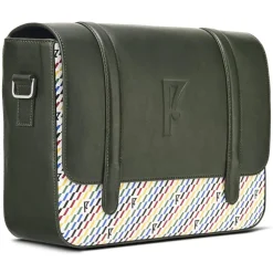 Maison Faret Sacs|Sac en Cuir & Toile enduite Moulleau vert/multicolore - 22x30x9 cm