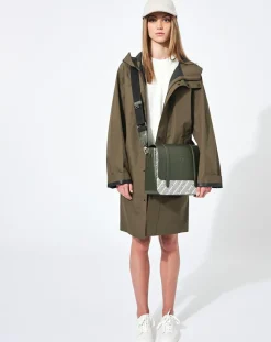 Maison Faret Sacs|Sac en Cuir & Toile enduite Moulleau vert/multicolore - 22x30x9 cm