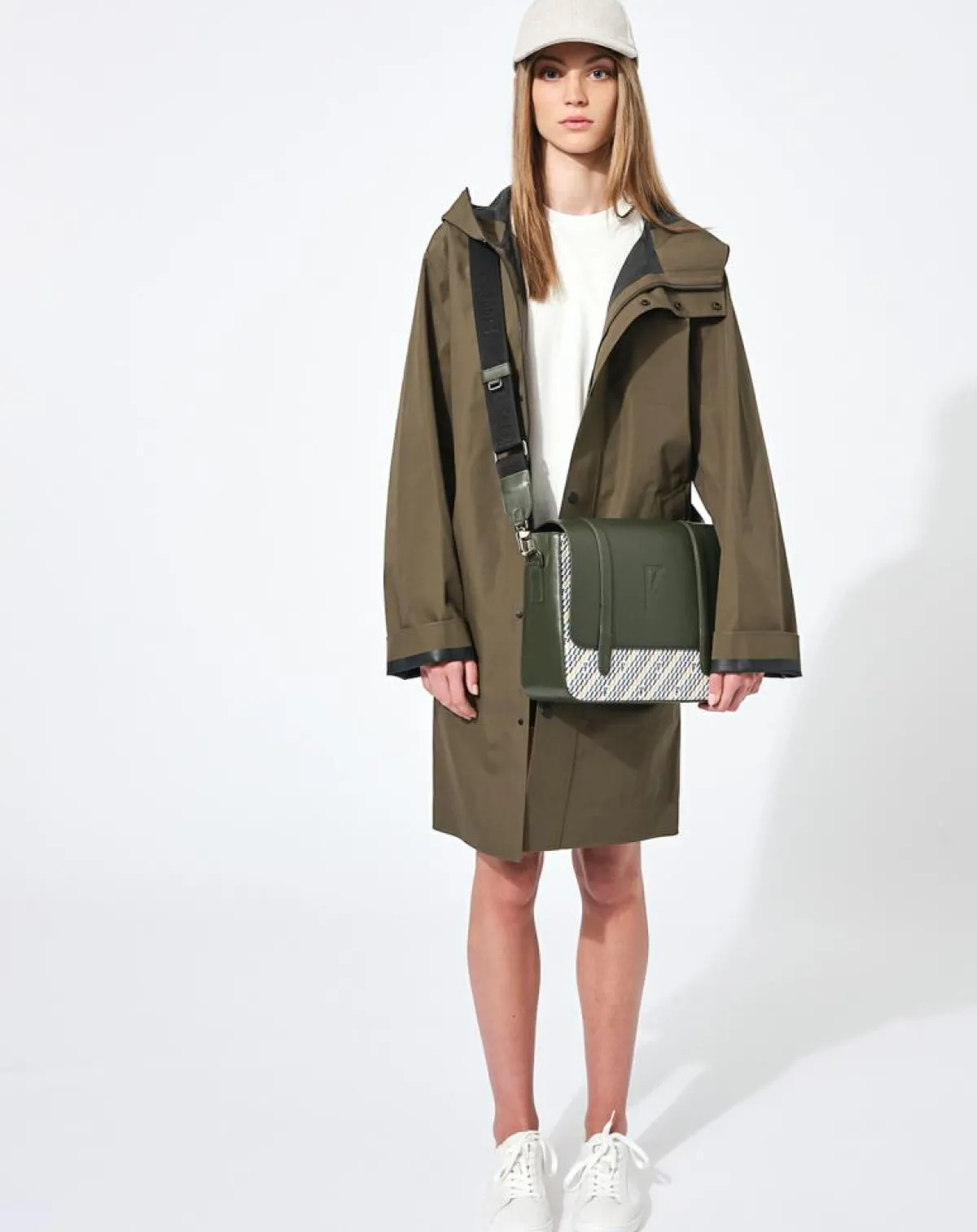 Maison Faret Sacs|Sac en Cuir & Toile enduite Moulleau vert/multicolore - 22x30x9 cm