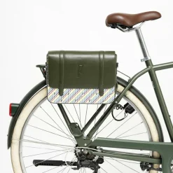 Maison Faret Sacs|Sac en Cuir & Toile enduite Moulleau vert/multicolore - 22x30x9 cm