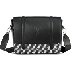 Maison Faret Sacs|Sac en Cuir & Toile enduite Moulleau noir/blanc - 22x30x9 cm