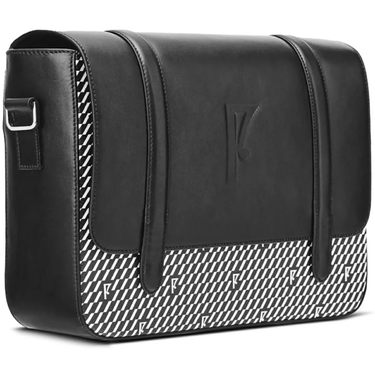 Maison Faret Sacs|Sac en Cuir & Toile enduite Moulleau noir/blanc - 22x30x9 cm