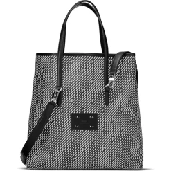 Maison Faret Sacs|Sac en Toile enduite & Cuir Faret noir/blanc - 38x36x8.5 cm