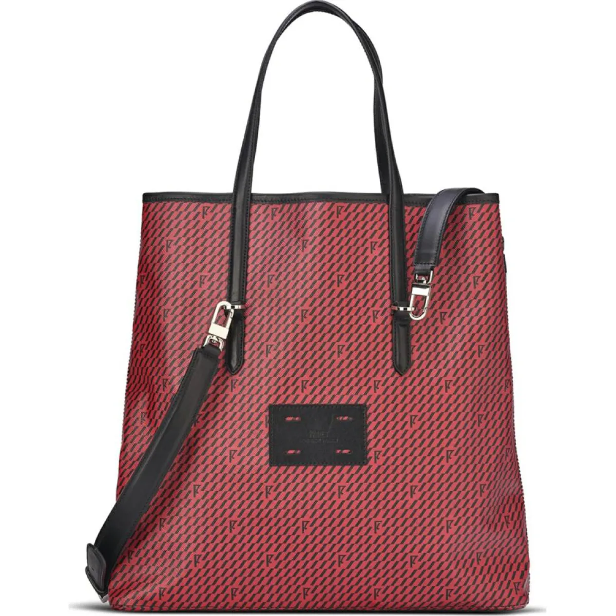 Maison Faret Sacs|Sac en Toile enduite & Cuir Faret rouge/noir - 38x36x8.5 cm