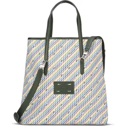 Maison Faret Sacs|Sac en Toile enduite & Cuir Faret vert/multicolore - 38x36x8.5 cm