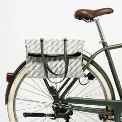 Maison Faret Sacs|Sac en Toile enduite & Cuir Faret vert/multicolore - 38x36x8.5 cm