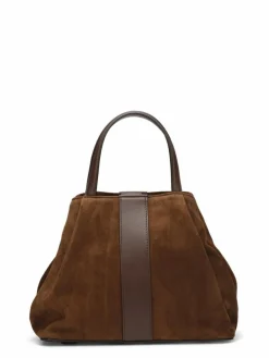 Maison Faret Sacs|Sac en Velours de Cuir Pin Marron - 20,5x26,5x15,5 cm