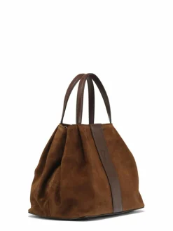 Maison Faret Sacs|Sac en Velours de Cuir Pin Marron - 20,5x26,5x15,5 cm