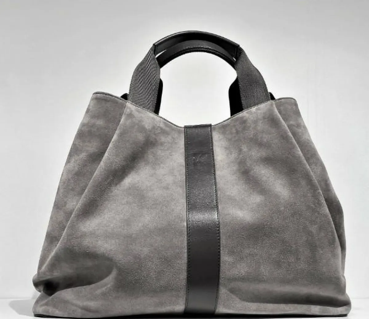 Maison Faret Sacs|Sac en Velours de Cuir Pin Gris - 20,5x26,5x15,5 cm