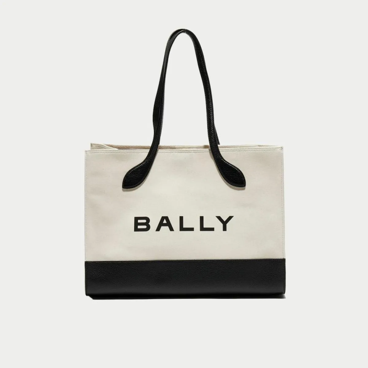 Bally Sacs|Sac fourre-tout en Coton & Cuir naturel/noir - 40x29.5x15 cm