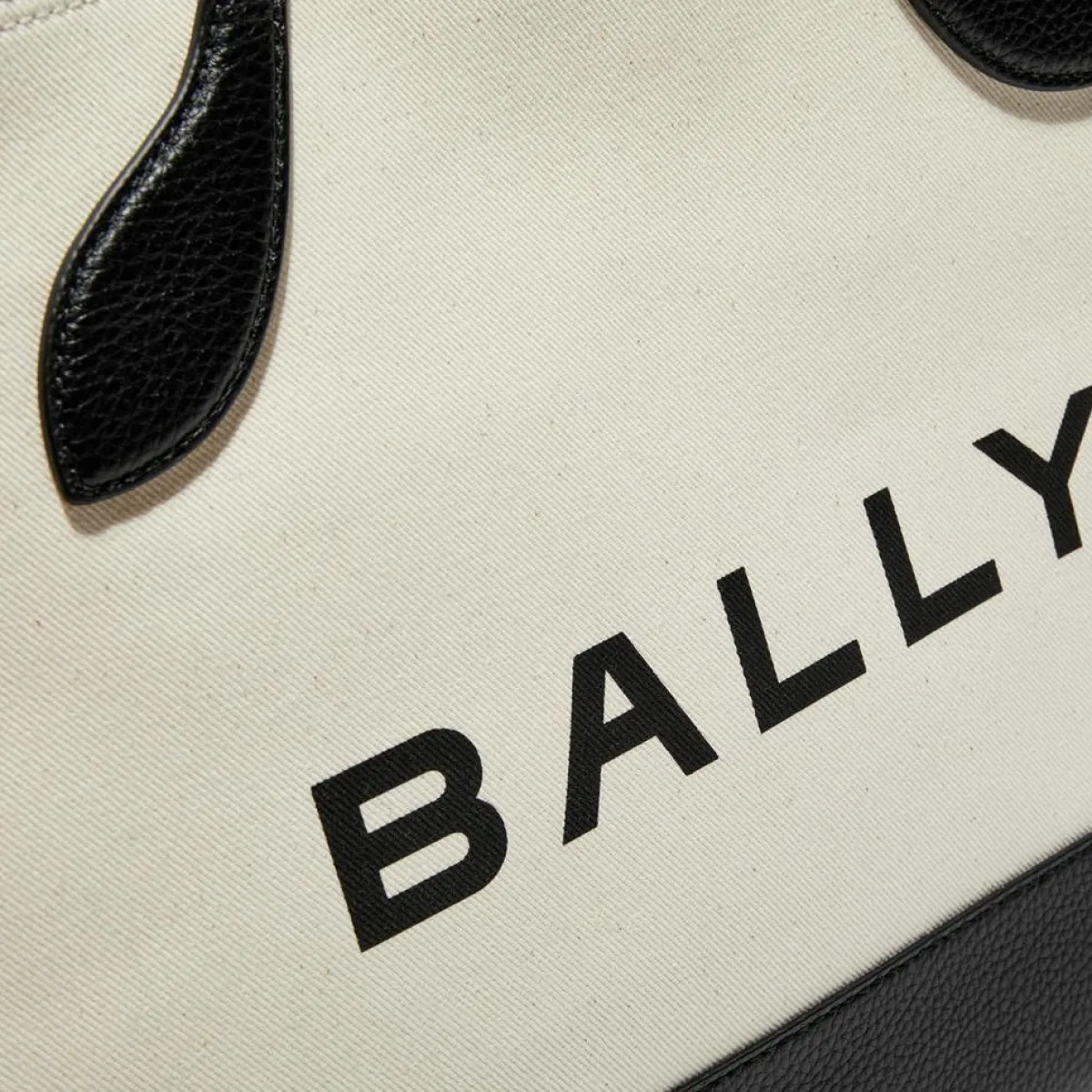 Bally Sacs|Sac fourre-tout en Coton & Cuir naturel/noir - 40x29.5x15 cm