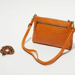 Mila Louise Sacs|Sac pochette en Cuir Inde orange clair - 22x15x2 cm