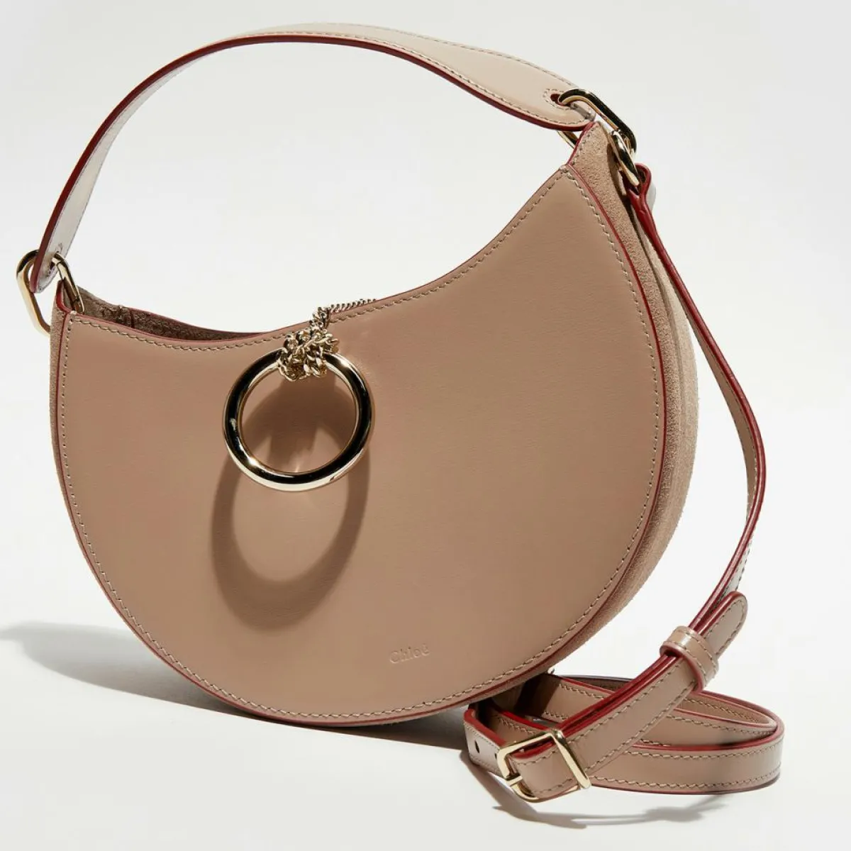 Chloé Sacs|Sac porté épaule en Cuir Arlène beige rosé - 25x20x9cm