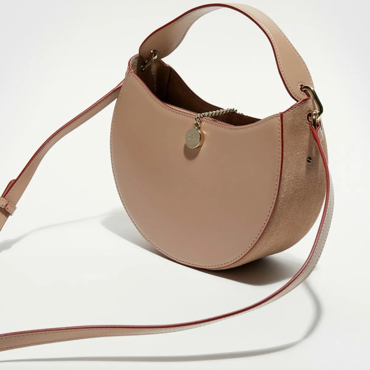 Chloé Sacs|Sac porté épaule en Cuir Arlène beige rosé - 25x20x9cm