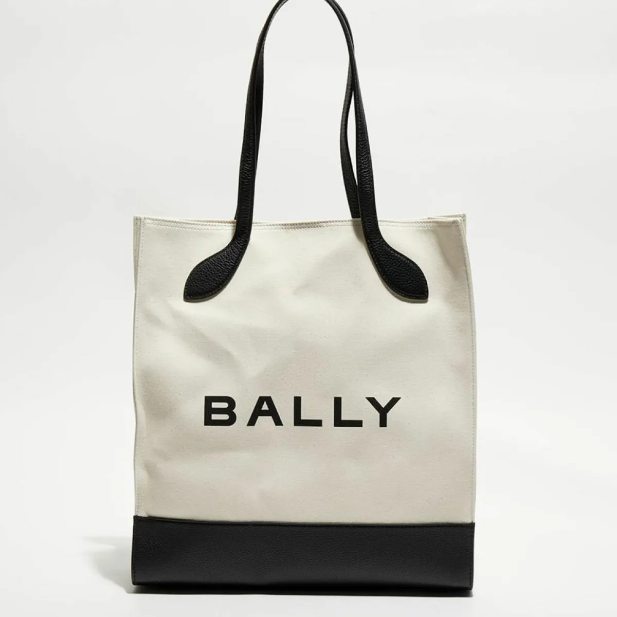 Bally Sacs|Sac shopping avec logo en Coton & Cuir naturel/noir - 35x40x12 cm
