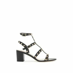 Valentino Garavani Sandales Plates|Sandales en cuir Rockstud 60 noires