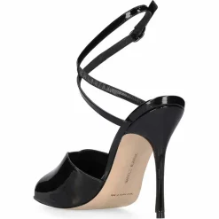 Manolo Blahnik Sandales À Talons|Sandales en Cuir verni Hourani noires - Talon 10.5 cm