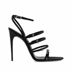 Saint Laurent Sandales Plates|Sandales en satin Jerry noires